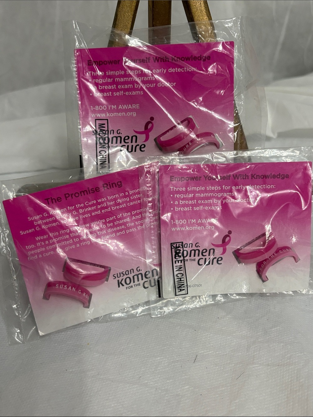 Women Pink Awareness Rings bundle of 3